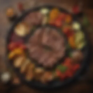 Savoring Grilled Delicacies Deliciously grilled meat and vegetables presented on a platter