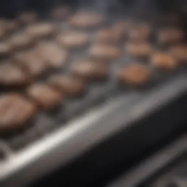 Close-up of a grill being cleaned and maintained