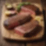 A selection of premium steaks on a wooden cutting board