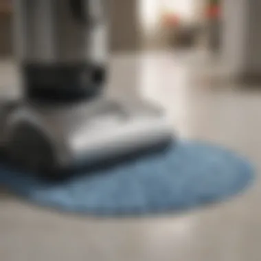 Close-up of the advanced controls on a vacuum-mop device, emphasizing user-friendly technology.