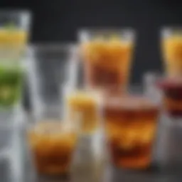 A variety of clear plastic cups showcasing different sizes and styles