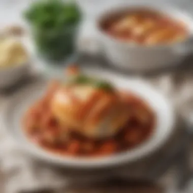 Savory Baked Chicken with Mozzarella in Tomato Sauce Baked chicken layered with mozzarella in a rich tomato sauce