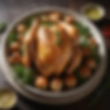 Garnished Baked Chicken Dish A beautifully plated baked chicken dish garnished with herbs