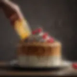 Spraying Baker's Joy in a cake pan