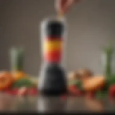 Close-up of blending performance with fresh ingredients