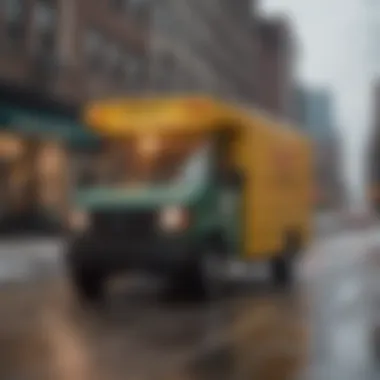 A delivery driver navigating through the streets of St. Paul with a warm meal.