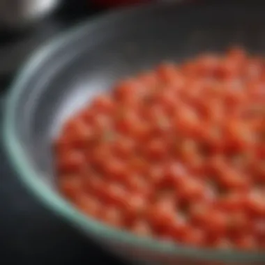 Close-up of diced tomatoes in a bowl