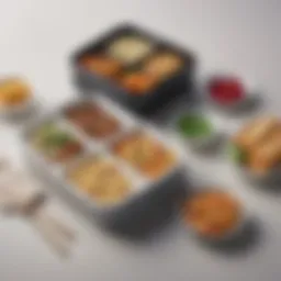 Elegant microwave-safe bento box showcasing various compartments for meal variety