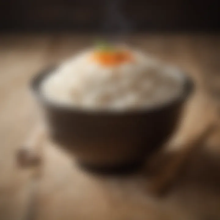 Delicious rice bowl served with steam