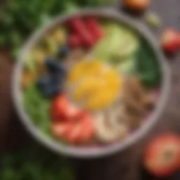 Fresh fruits and leafy greens in a smoothie bowl