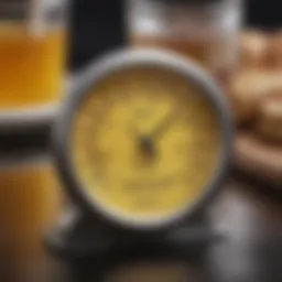 A sleek digital thermometer displaying precise oil temperature