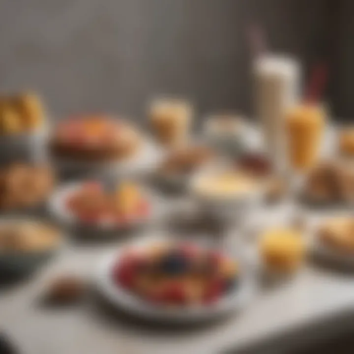 A beautifully arranged breakfast table showcasing a protein shake and healthy sides