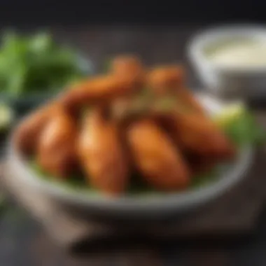 Crispy Buffalo Wings with Fresh Herbs Crispy buffalo wings garnished with fresh herbs