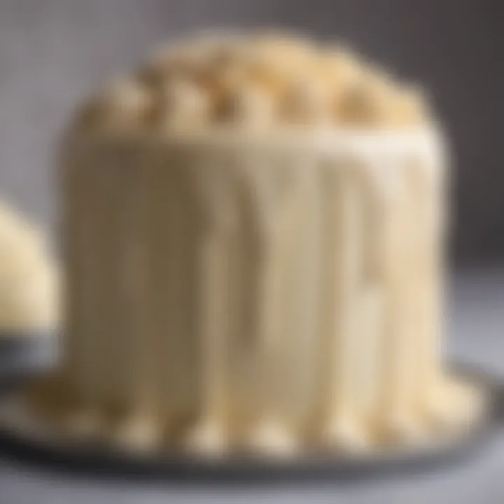 A smooth and creamy buttercream icing piped onto a cake