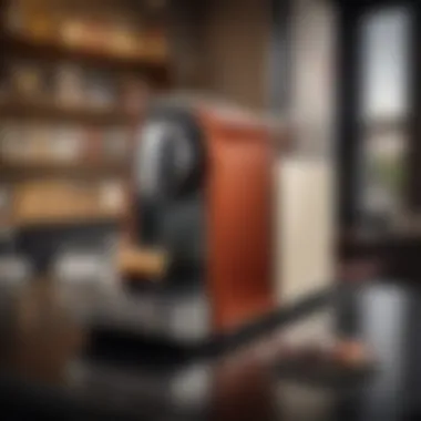 Nespresso Machine in Coffee Shop A cozy coffee shop atmosphere with a used Nespresso machine in use