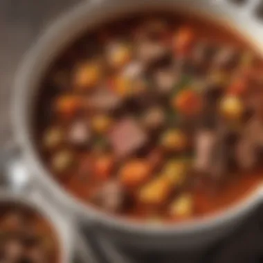 Rich Texture of Cajun Beef Stew A close-up of a spoonful of Cajun beef stew, highlighting its rich texture