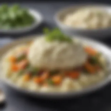 Cauliflower Mash with Vibrant Vegetable Medley Cauliflower mashed potatoes alongside a colorful vegetable medley