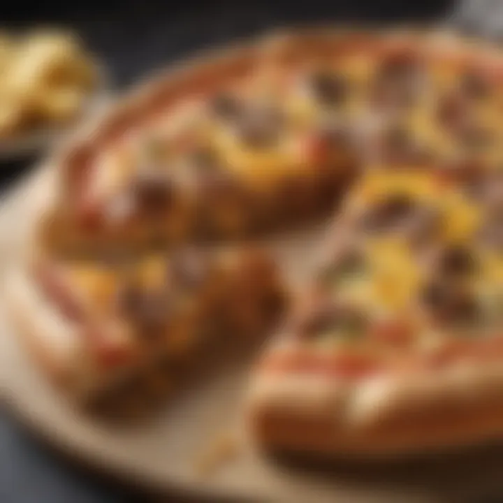 A gourmet cheeseburger pizza sliced and ready to be enjoyed.