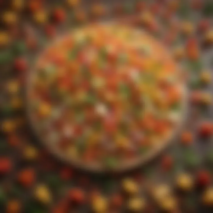 Colorful vegetables diced for a flavorful addition
