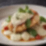 Tender chicken breast topped with melted mozzarella cheese and fresh basil