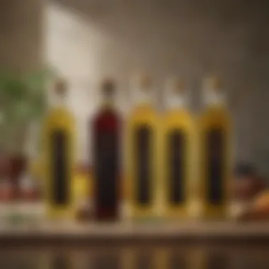 Diverse Choices of Premium Olive Oils A selection of premium olive oils in elegant bottles
