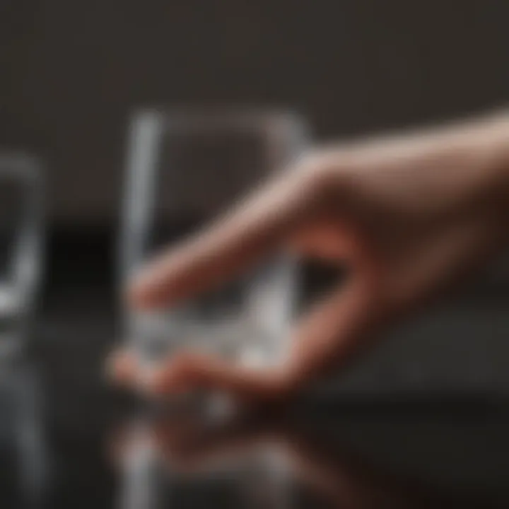 Close-up of a hand inspecting the quality of glass