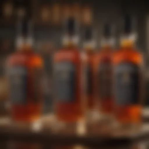 A selection of premium whiskey bottles arranged elegantly