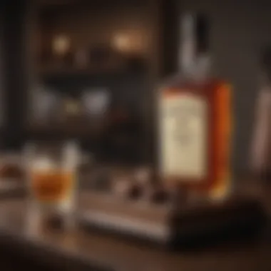Whiskey Gift Setup A cozy setting with whiskey, chocolates, and elegant packaging