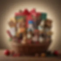 A beautifully arranged Christmas gift basket overflowing with gourmet treats and seasonal delights.