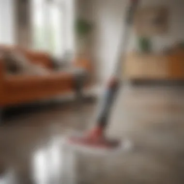 A vibrant living room environment, highlighting the ease of cleaning with a hybrid vacuum-mop.