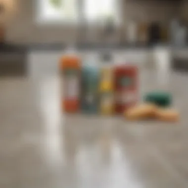 Various cleaning agents arranged on a countertop