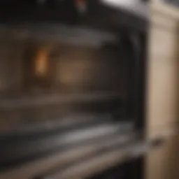 Close-up view of a gleaming oven door interior
