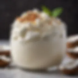 Luxurious coconut whipped cream in a glass bowl