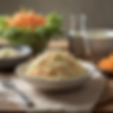 A beautiful table setting featuring coleslaw as a side dish