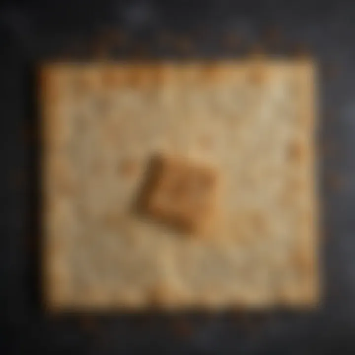 Matzo bread displayed on a textured background