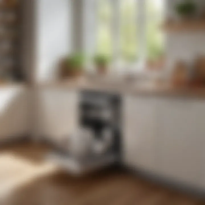 Countertop dishwasher integrated into a compact kitchen space, illustrating space-saving benefits.