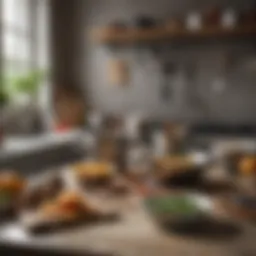 A selection of essential kitchen tools neatly arranged on a countertop.