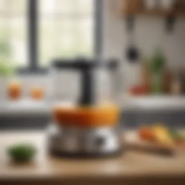 A sleek food processor on a modern kitchen countertop