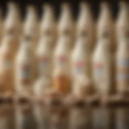 A variety of dry milk products displayed with labels