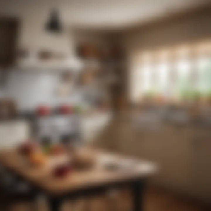 A cozy kitchen setting with a cookbook open on a countertop