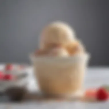Deliciously Crafted Homemade Ice Cream A bowl filled with creamy ice cream topped with colorful sprinkles and fruits