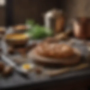 A close-up of the cooking tools used to create budin, emphasizing their importance in the culinary art.