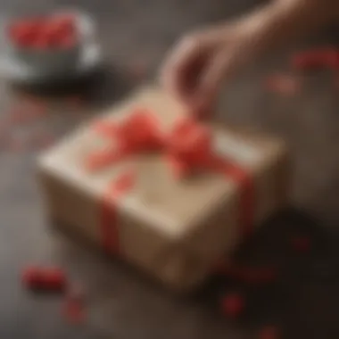 Thoughtful Gift Wrapping A thoughtful gift being wrapped with care