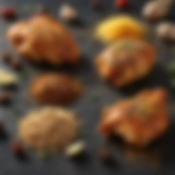 A variety of seasonings for chicken