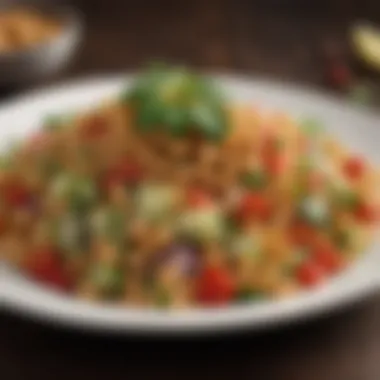 Chickpea Salad with Artistic Presentation A colorful salad showcasing chickpeas as a primary ingredient, garnished artistically.