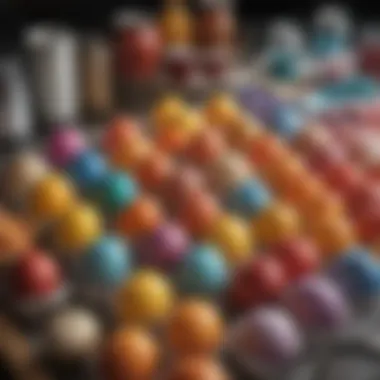 Essential Dyeing Materials Display An array of dye materials arranged beautifully