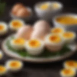 Beautifully arranged hard boiled eggs on a plate