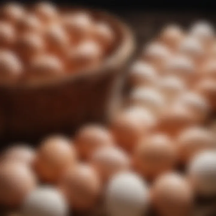 Selection of high-quality eggs in a basket