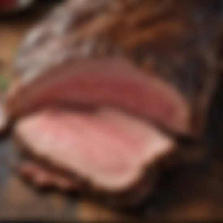 Close-up of a beautifully marbled brisket ready for seasoning