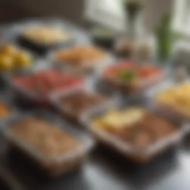 Organized meal prep containers filled with balanced meals